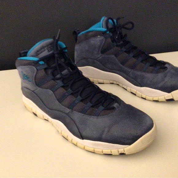 Nike Air Jordan 10 Retro. Size 16. Good used condition.  Blue, teal, white. - Picture 2 of 8